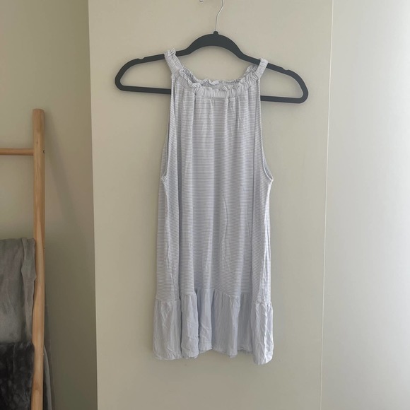 Loft Striped Ruffle Halter Flounce Top Size Large - Picture 6 of 6